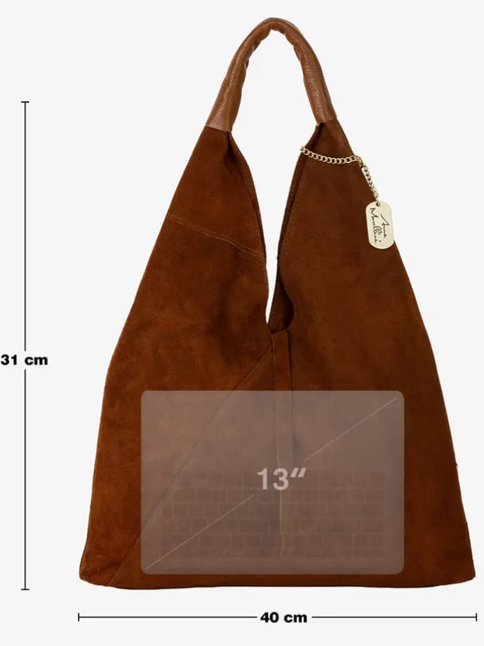 Leder-Shopper "Eleonora" in Hellbraun - (B)40 x (H)31 x (T)2 cm