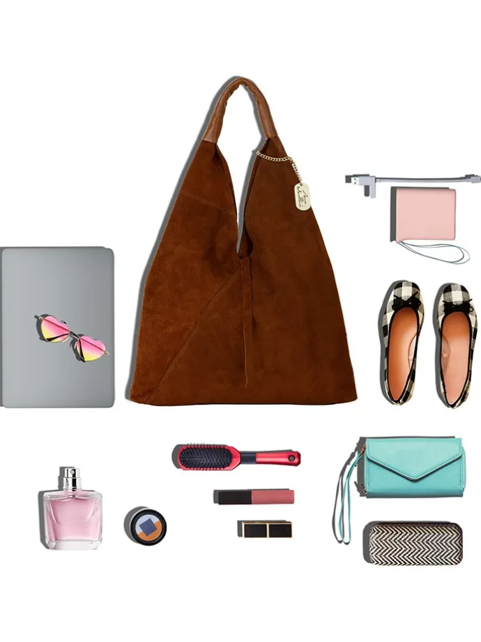 Leder-Shopper "Eleonora" in Hellbraun - (B)40 x (H)31 x (T)2 cm
