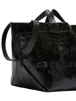 Leder-Shopper in Schwarz - (B)47 x (H)34 x (T)18 cm