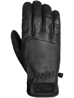 Leder-Ski-/ Snowboardfingerhandschuhe "Cooper" in Schwarz