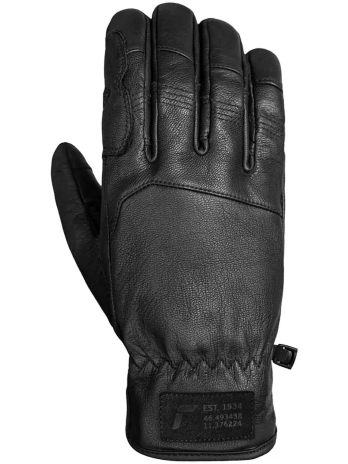 Leder-Ski-/ Snowboardfingerhandschuhe "Cooper" in Schwarz