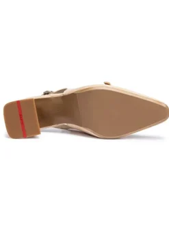 Leder-Slingpumps in Beige