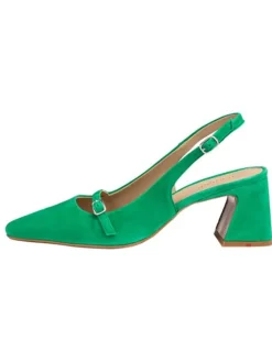 Leder-Slingpumps in Grün