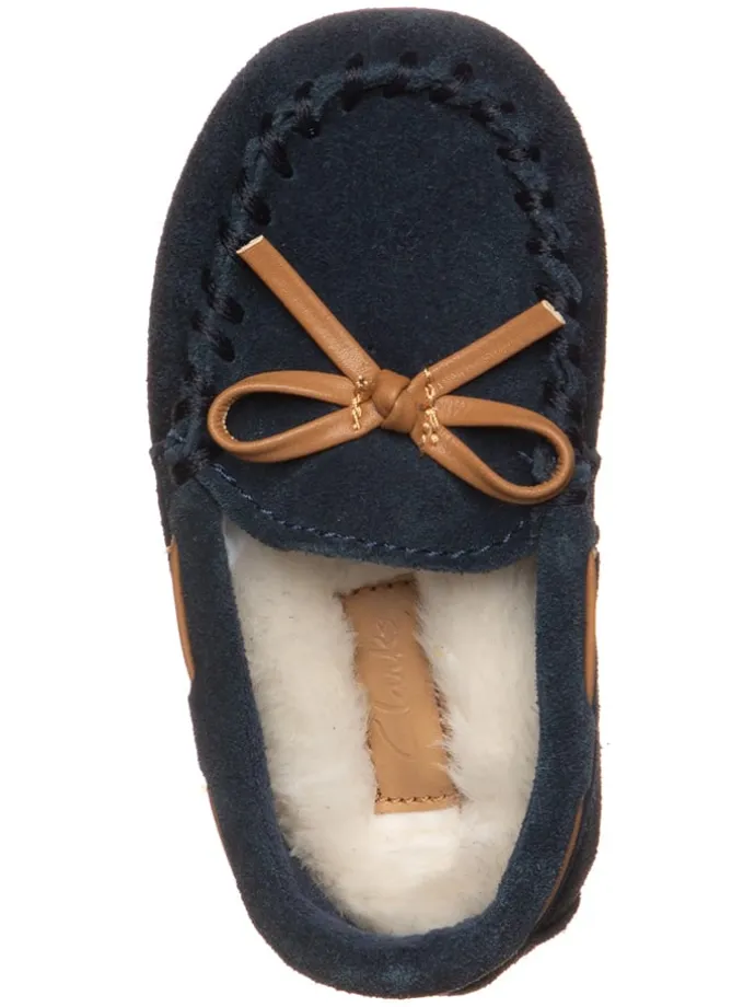 Leder-Slipper "Crackling Flo" in Dunkelblau