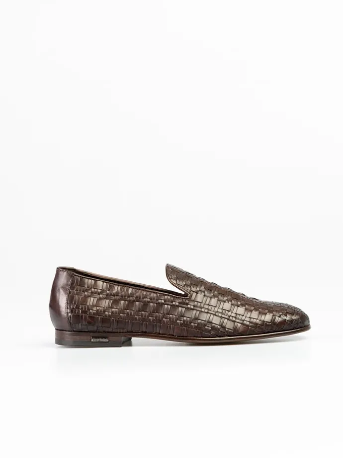 Leder-Slipper in Braun