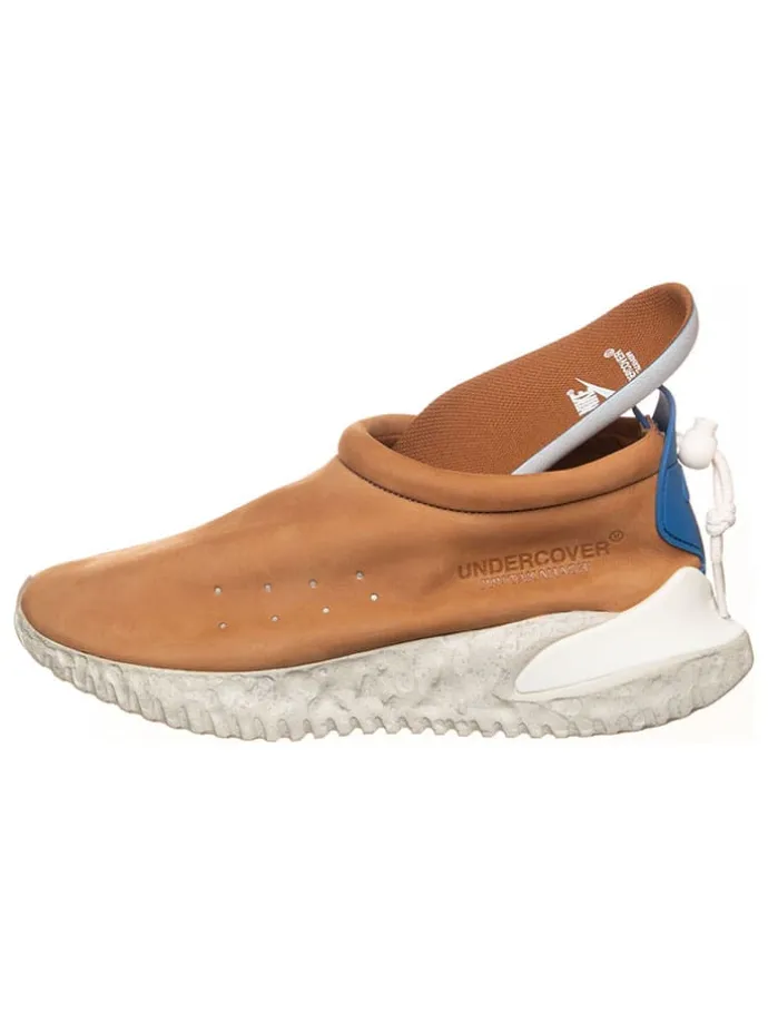Leder-Slipper "Nike X Undercover Moc Flow" in Hellbraun/ Blau