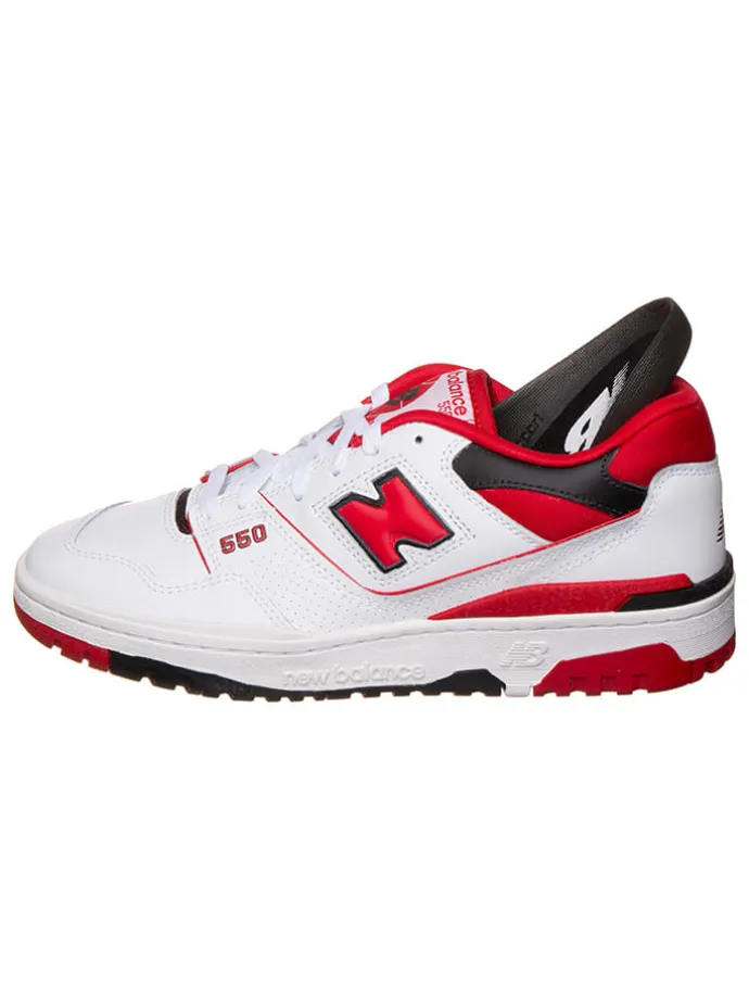 Leder-Sneakers "550" in Weiß/ Rot