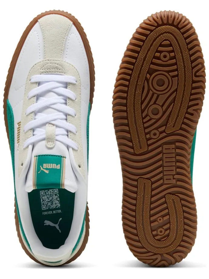 Leder-Sneakers "Club Kayzer" in Weiß/ Beige/ Grün
