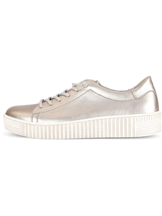 Leder-Sneakers in Beige