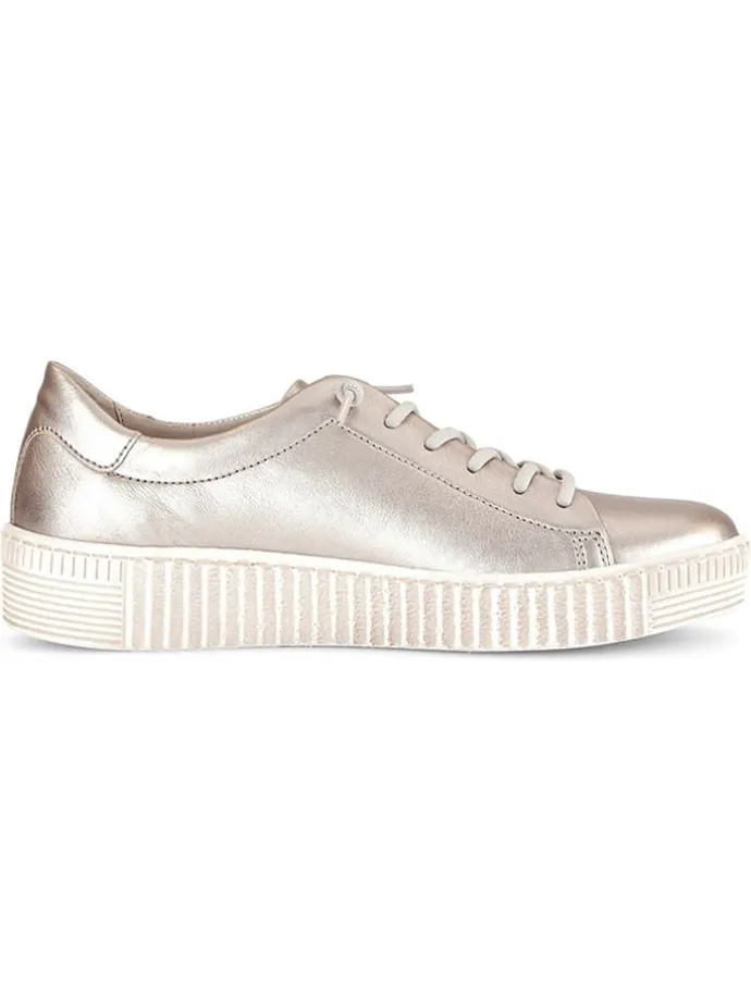 Leder-Sneakers in Beige