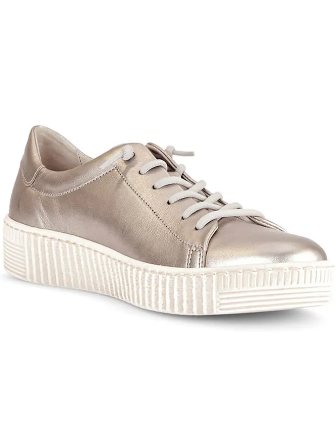 Leder-Sneakers in Beige