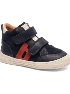 Leder-Sneakers in Dunkelblau/ Rot