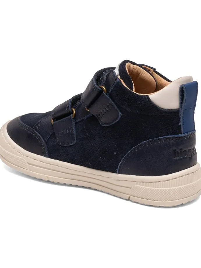 Leder-Sneakers in Dunkelblau/ Rot