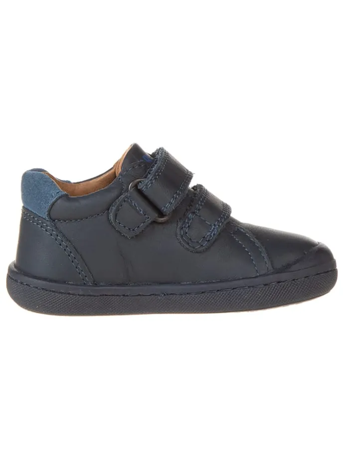 Leder-Sneakers in Dunkelblau