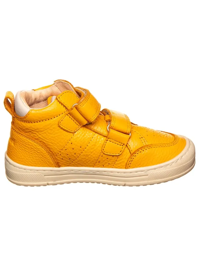Leder-Sneakers in Gelb