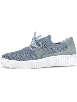 Leder-Sneakers in Hellblau