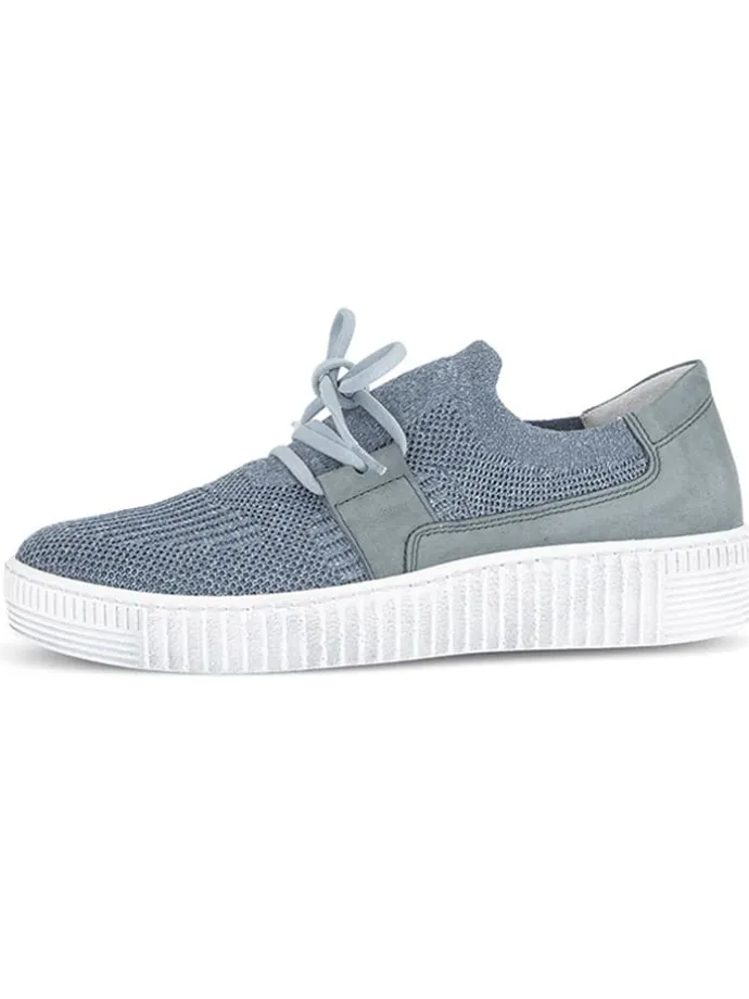 Leder-Sneakers in Hellblau