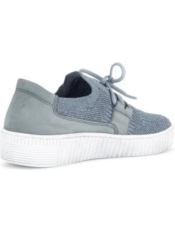 Leder-Sneakers in Hellblau