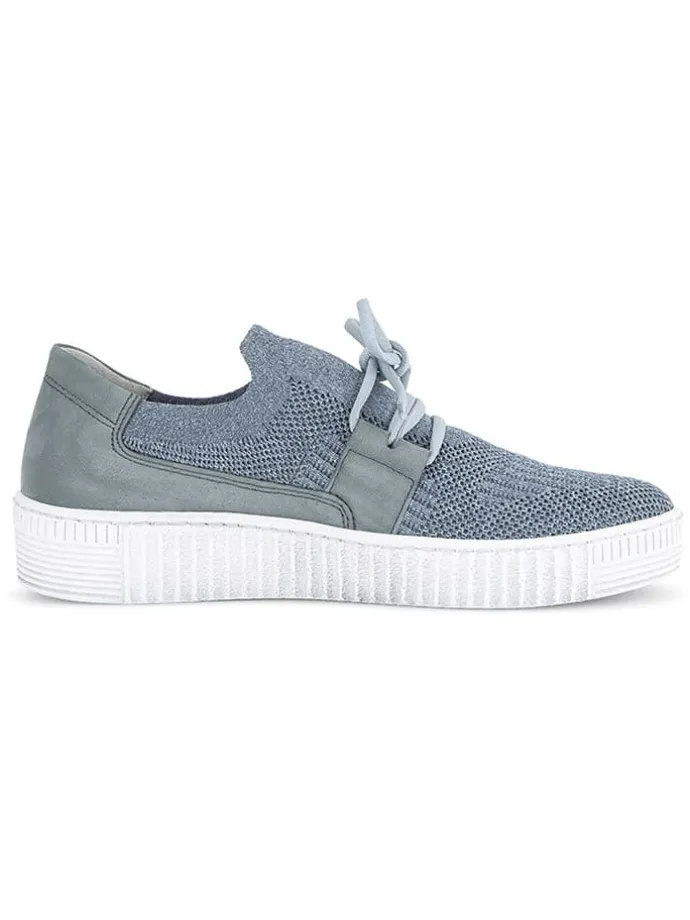 Leder-Sneakers in Hellblau