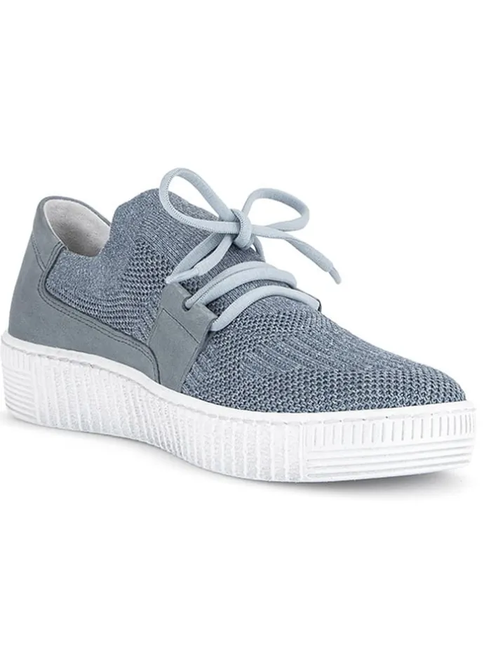 Leder-Sneakers in Hellblau