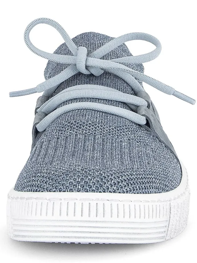 Leder-Sneakers in Hellblau
