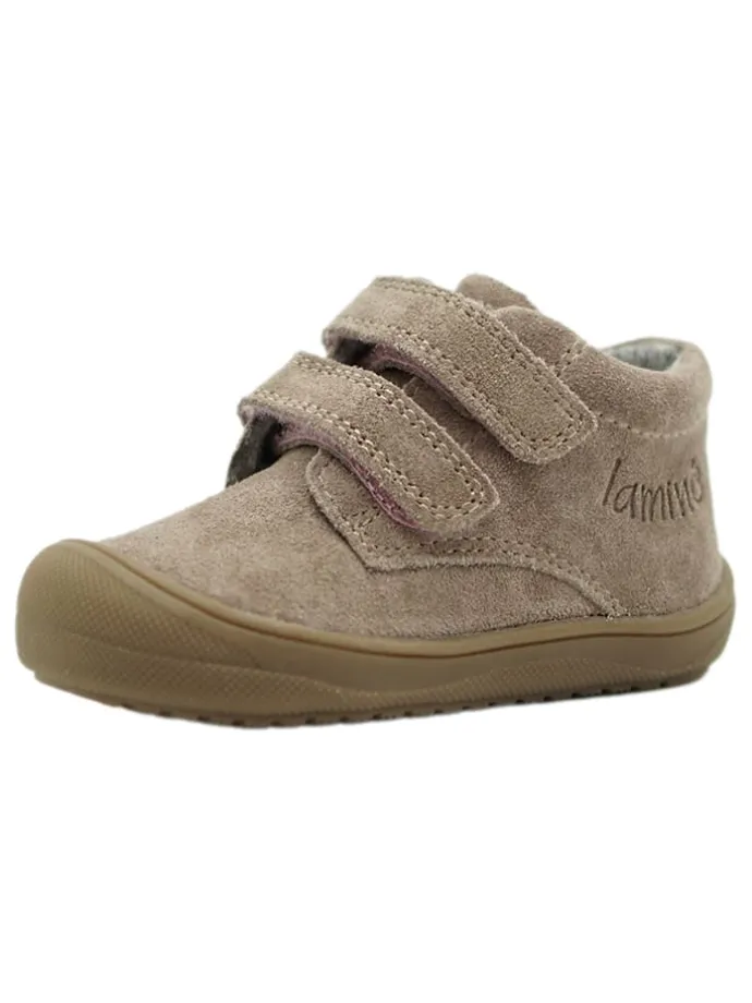 Leder-Sneakers in Hellbraun/ Rosa