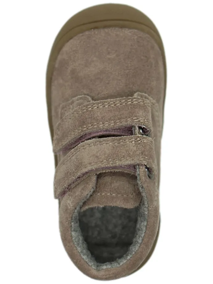 Leder-Sneakers in Hellbraun/ Rosa