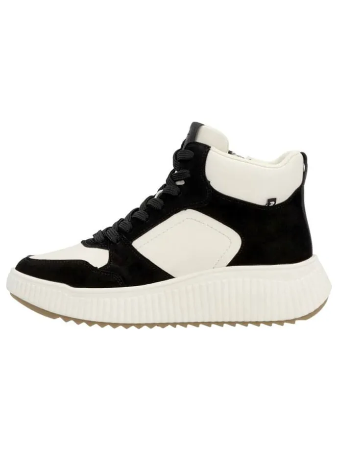 Leder-Sneakers in Schwarz/ Weiß