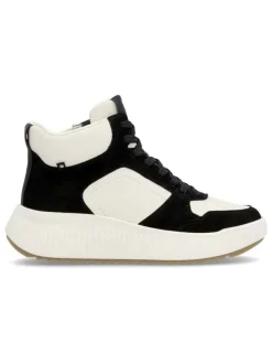 Leder-Sneakers in Schwarz/ Weiß