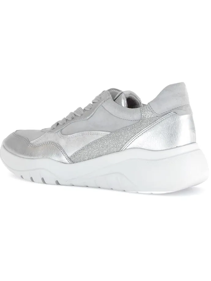 Leder-Sneakers in Silber/ Grau