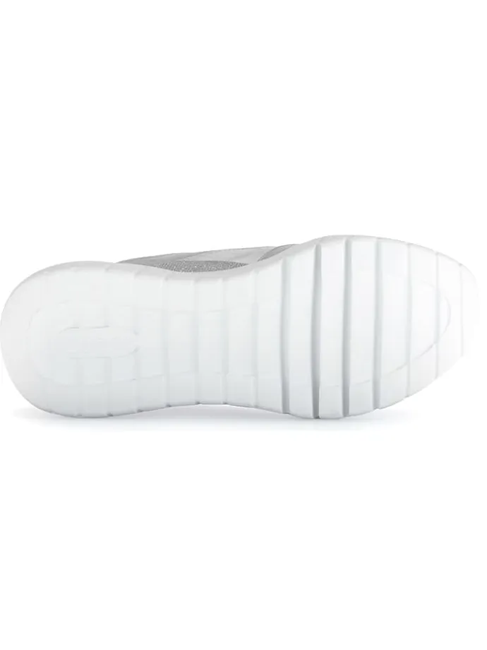 Leder-Sneakers in Silber/ Grau
