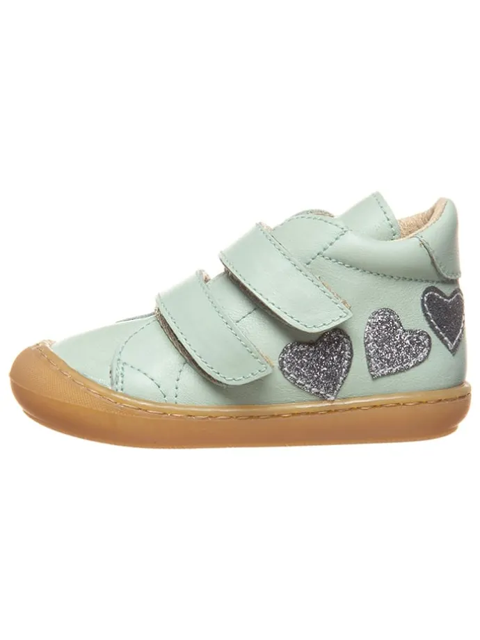 Leder-Sneakers in Türkis