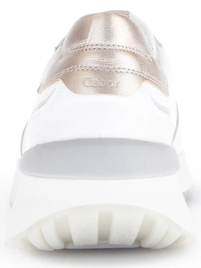 Leder-Sneakers in Weiß/ Beige