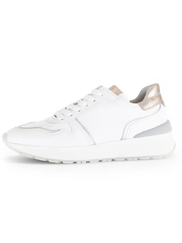 Leder-Sneakers in Weiß/ Beige