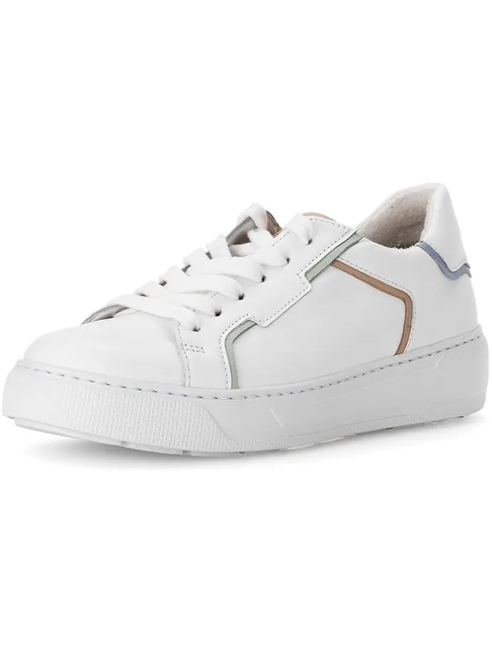 Leder-Sneakers in Weiß/ Bunt