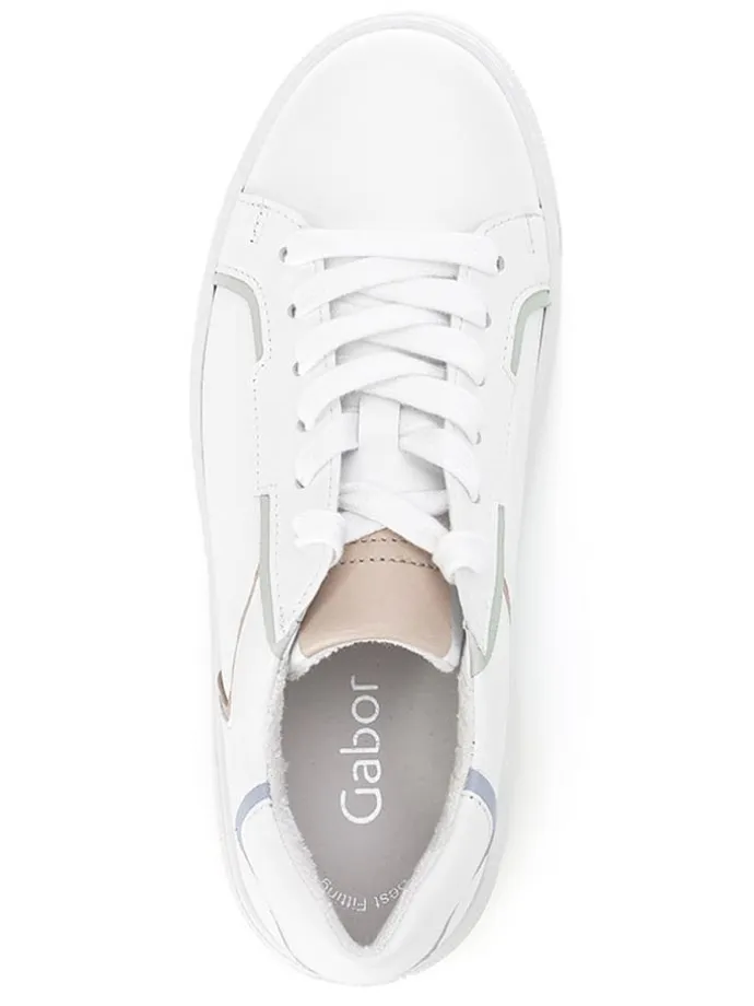 Leder-Sneakers in Weiß/ Bunt