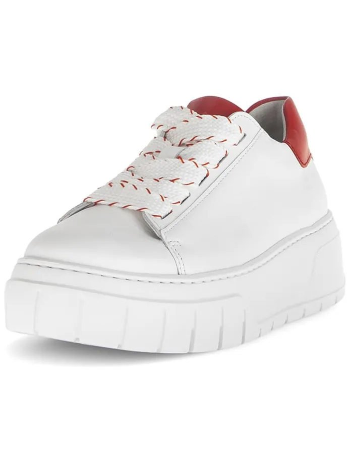 Leder-Sneakers in Weiß/ Rot