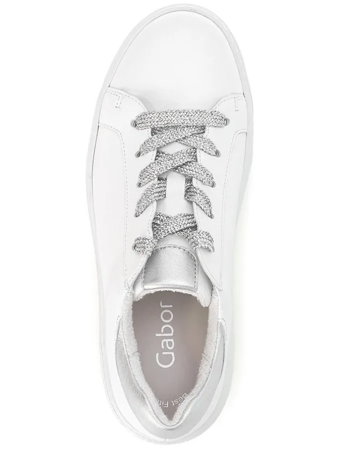 Leder-Sneakers in Weiß/ Silber