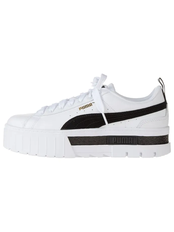 Leder-Sneakers "Mayze" in Weiß/ Schwarz