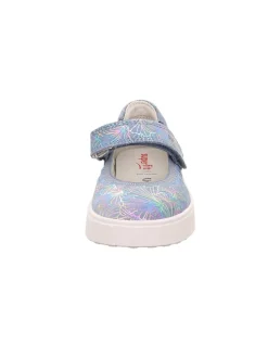Leder-Spangeballerinas in Hellblau