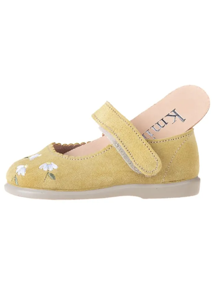 Leder-Spangenballerinas in Gelb