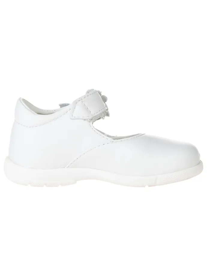 Leder-Spangenballerinas in Weiß
