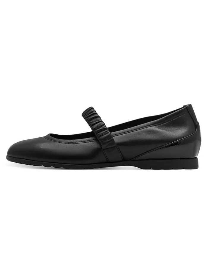 Leder-Spangenballerinas in Schwarz