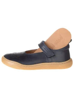 Leder-Spangenballerinas in Dunkelblau