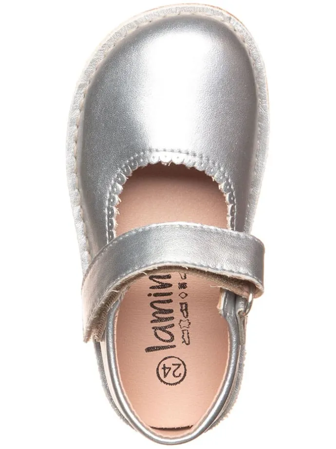 Leder-Spangenballerinas in Silber