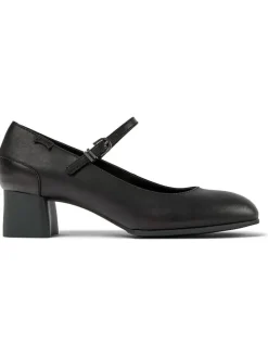 Leder-Spangenpumps in Schwarz
