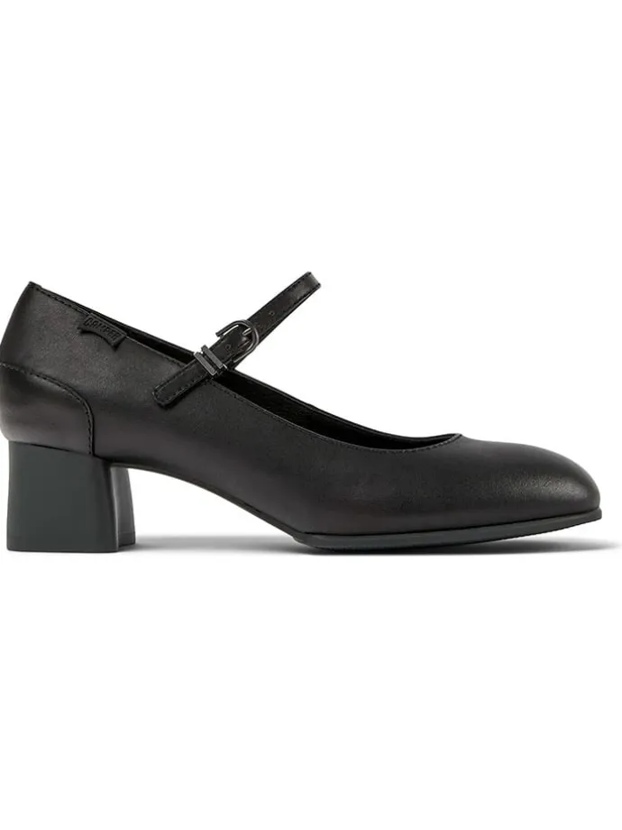 Leder-Spangenpumps in Schwarz