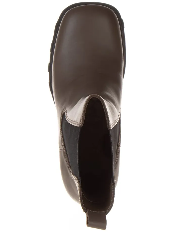 Leder-Stiefeletten in Hellbraun