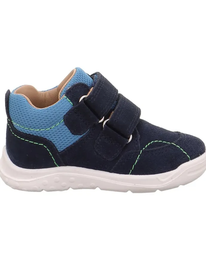 Leder-Stiefeletten "Whaley" in Dunkelblau/ Hellblau
