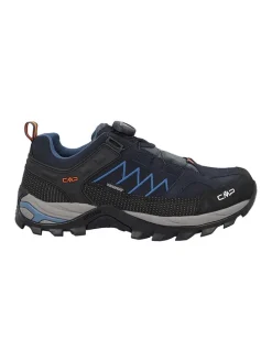 Leder-Trekkingschuhe "Rigel" in Schwarz/ Dunkelblau